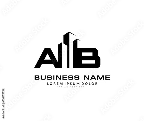 A B AB Initial building logo concept