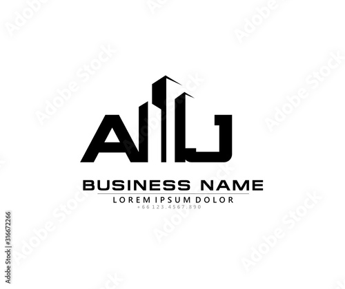 A J AJ Initial building logo concept