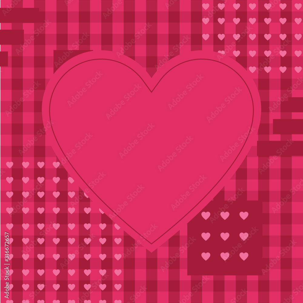 Pink background with empty heart shape for text, greeting card for Valentine's day, wedding, mother's day, copy space