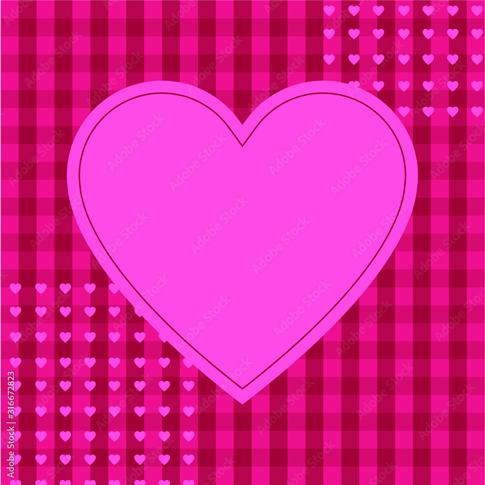 Pink background with empty heart shape for text, greeting card for Valentine's day, wedding, mother's day, copy space