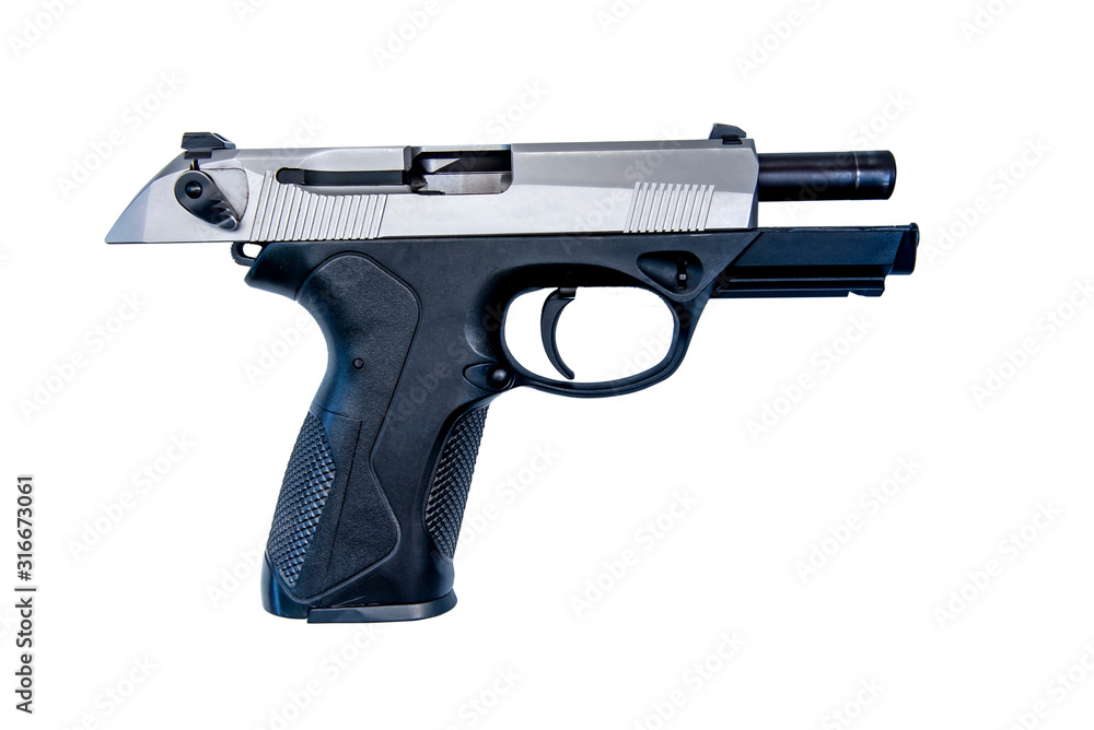 gun on white background, Pistol isolated on white background