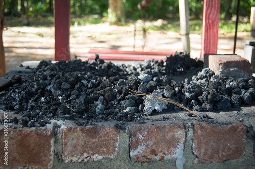 Burned coal and ash 