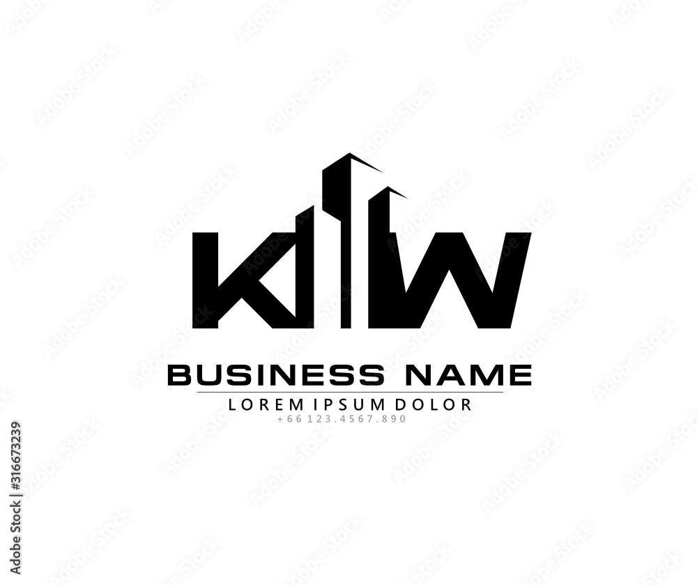 K W KW Initial building logo concept K W KW Initial building logo concept