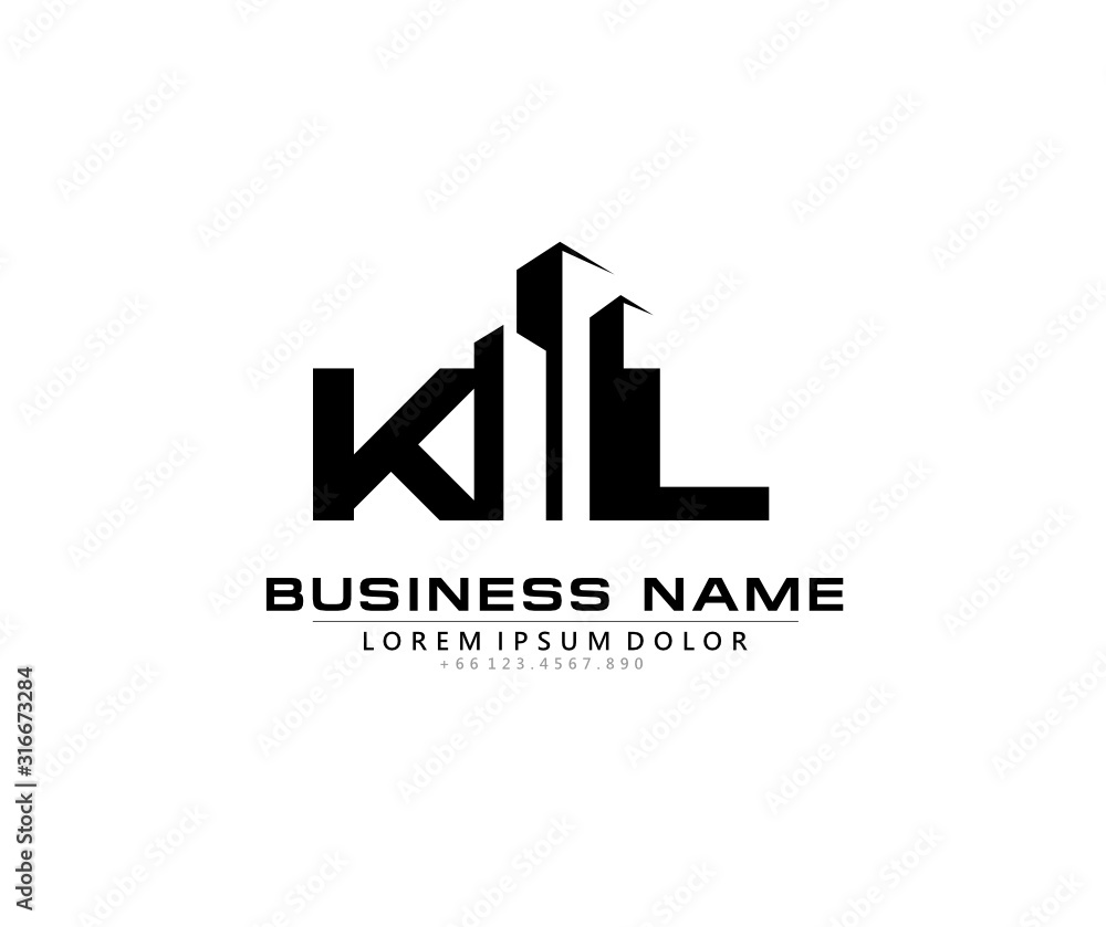 K L KL Initial building logo concept