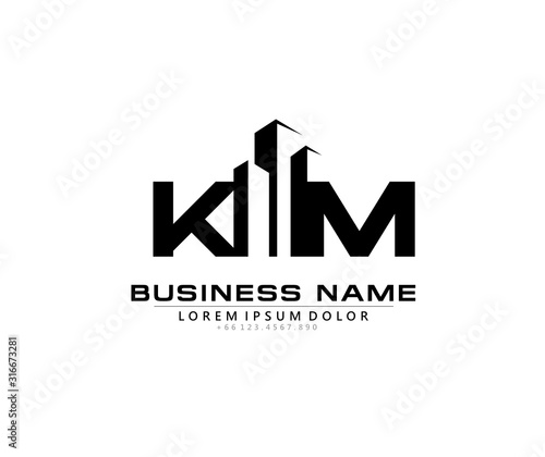 Free Download K M KM Initial building logo concept - GFXLoad
