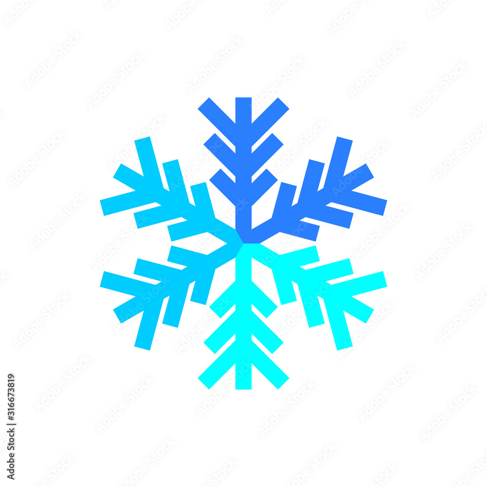 Blue snowflake icon vector on white background. - obrazy, fototapety, plakaty 