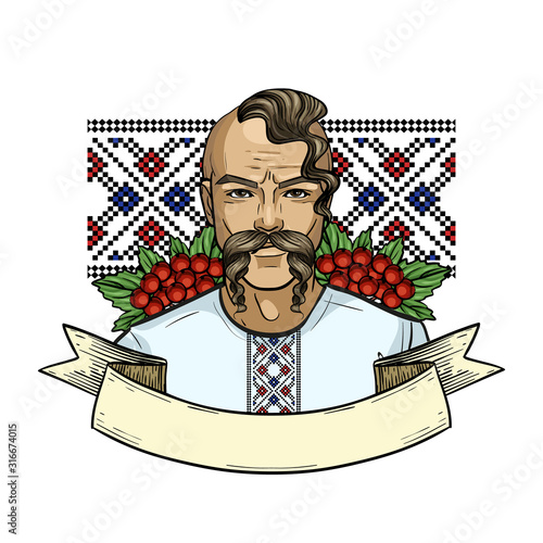 Hand drawn sketch ukrainian kozak