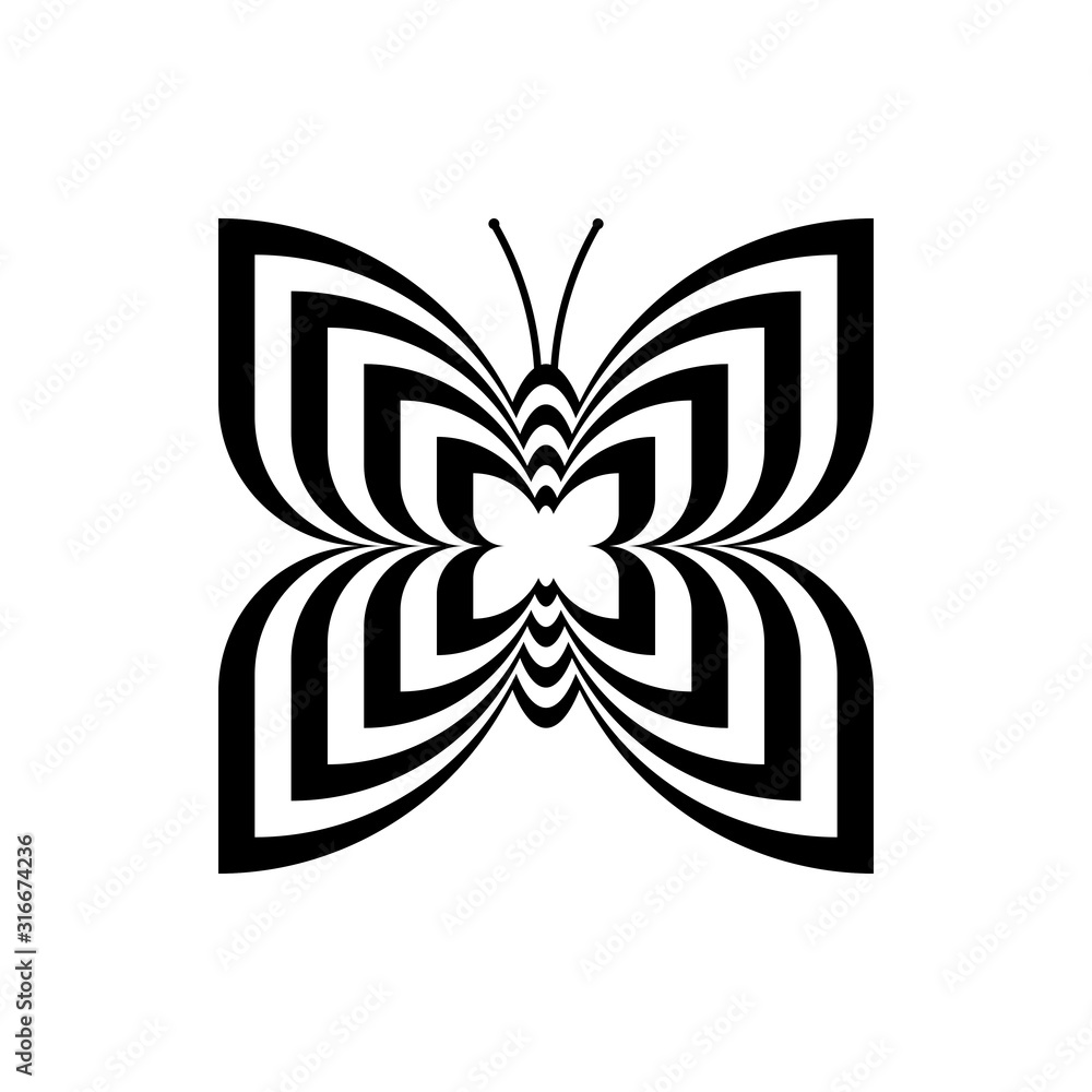 Black and white butterfly logo vector isolated on white background. Black and white butterfly logo vector isolated on white background.