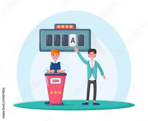 Television show with presenter and players vector