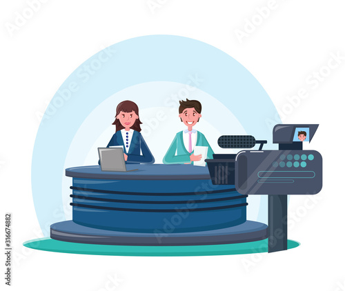 TV live news show in news studio