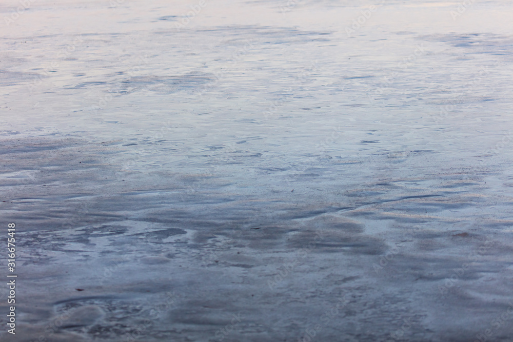 Ice on the lake in the morning as a background