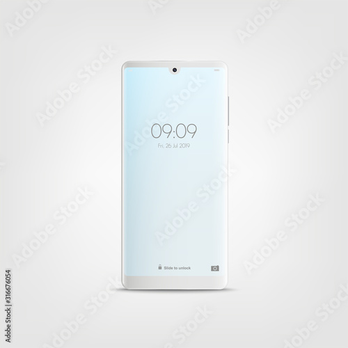 New realistic mobile white smartphone modern style. Vector smartphone isolated on white background.