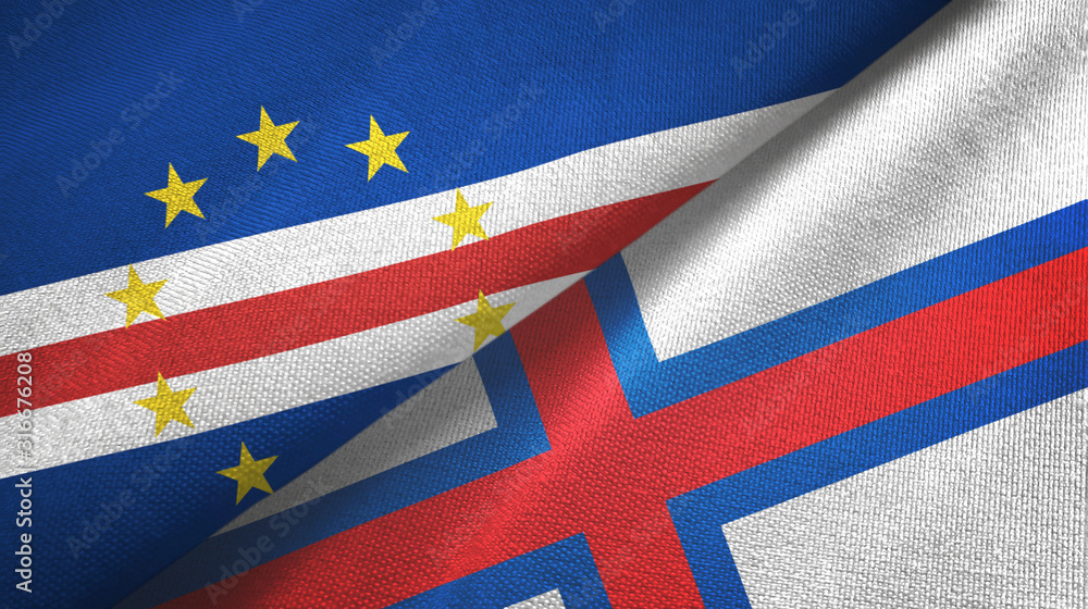 Cabo Verde and Faroe Islands two flags textile cloth, fabric texture Cabo Verde and Faroe Islands two flags textile cloth, fabric texture