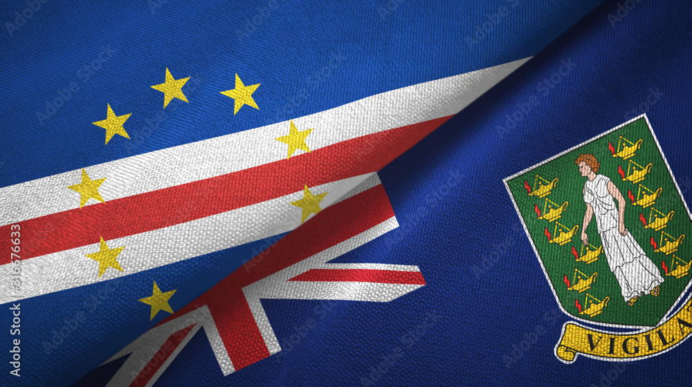 Cabo Verde and Virgin Islands British two flags textile cloth, fabric texture Cabo Verde and Virgin Islands British two flags textile cloth, fabric texture