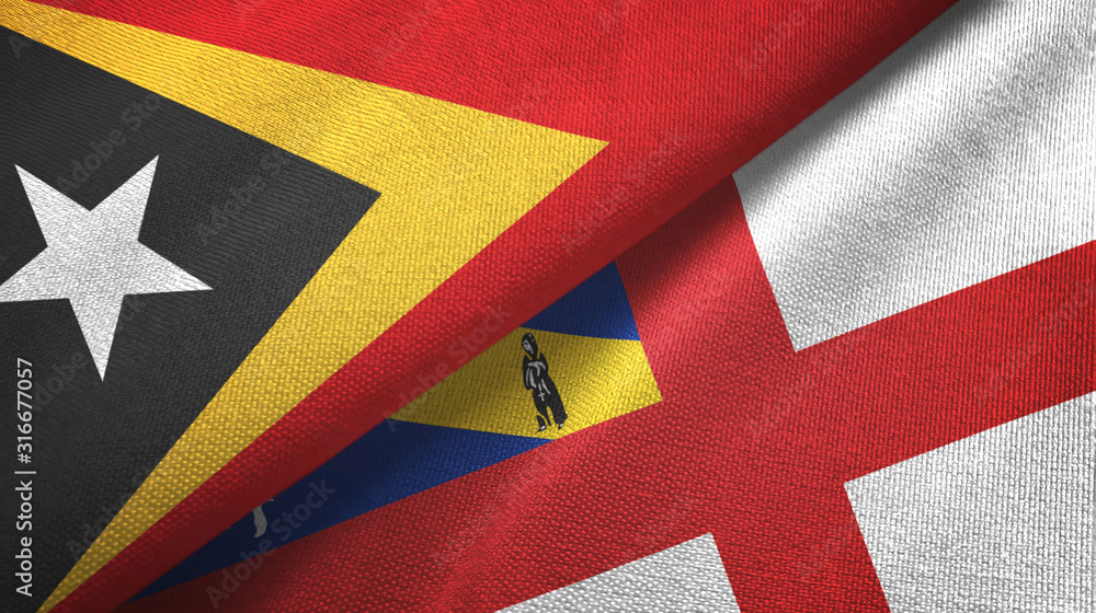 East Timor and Herm two flags textile cloth, fabric texture East Timor and Herm two flags textile cloth, fabric texture