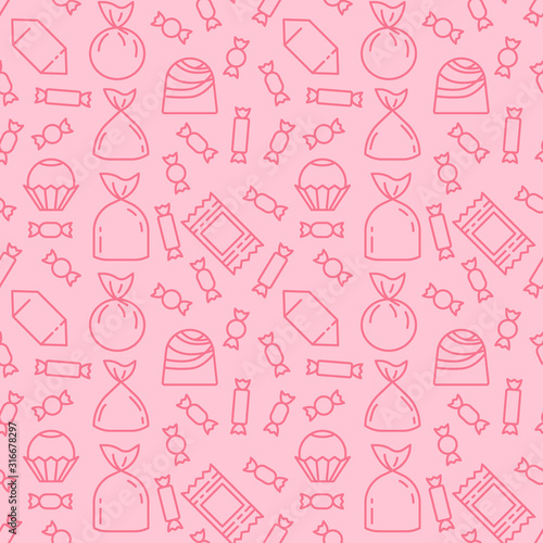 Sweets icon pattern background. Seamless sweets pattern. Symbol, logo illustration. Vector graphics