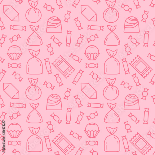 Sweets icon pattern background. Seamless sweets pattern. Symbol, logo illustration. Vector graphics