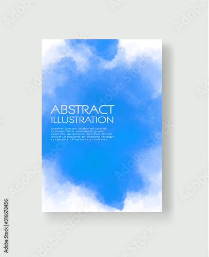 Bright blue textures, abstract hand painted watercolor banner. © sdmix