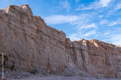 Landscape of barren stone or rock hillside at Mecca Wilderness in California