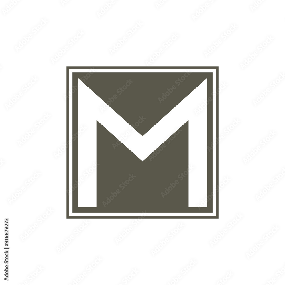 letter m square negative space logo vector letter m square negative space logo vector