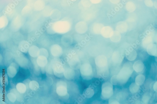 Blurred lights of Blue bokeh abstract color background
