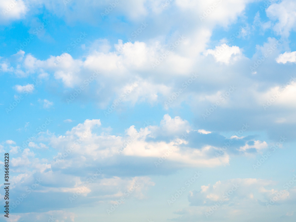 Blue Sky background with clouds color White