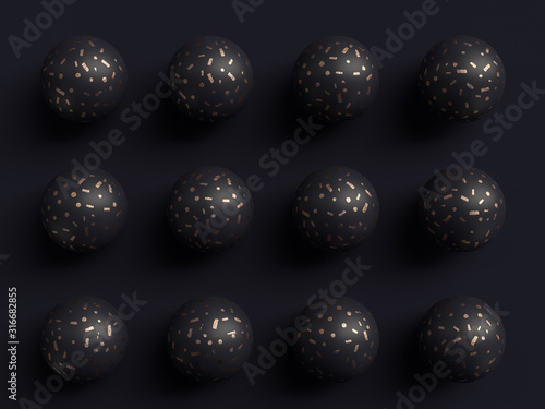 black background copper shape abstract 3d rendering pattern