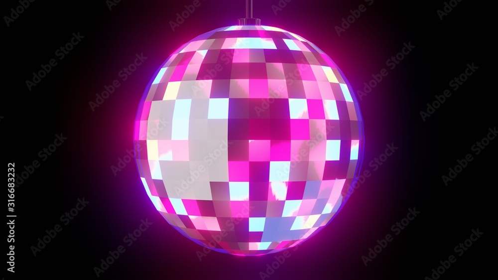 Disco ball on black background.3D render illustration. Disco ball on black background.3D render illustration.