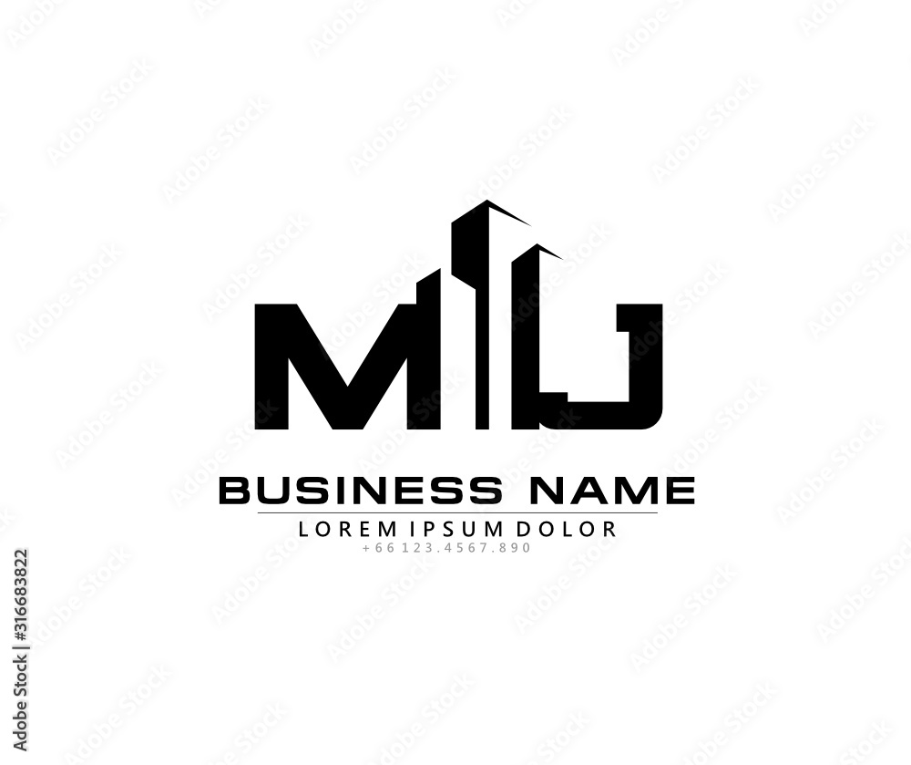 M J MJ Initial building logo concept