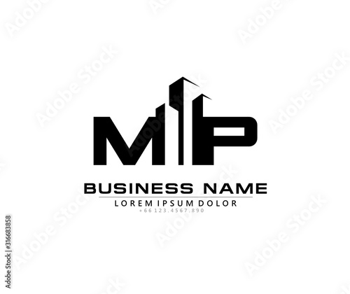 M P MP Initial building logo concept