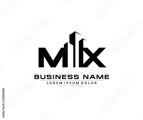 M X MX Initial building logo concept