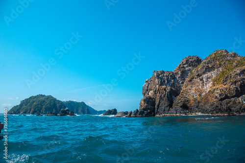 The beautiful Rocky Farallones in Punta de Sal in the Caribbean Sea, Tela. Honduras photo