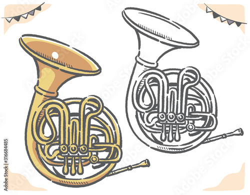 手描き風ホルン素材