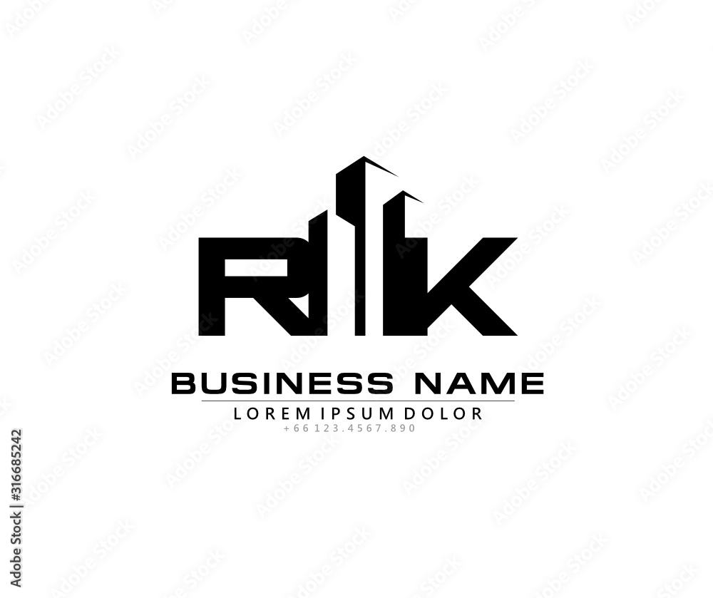 R K RK Initial building logo concept