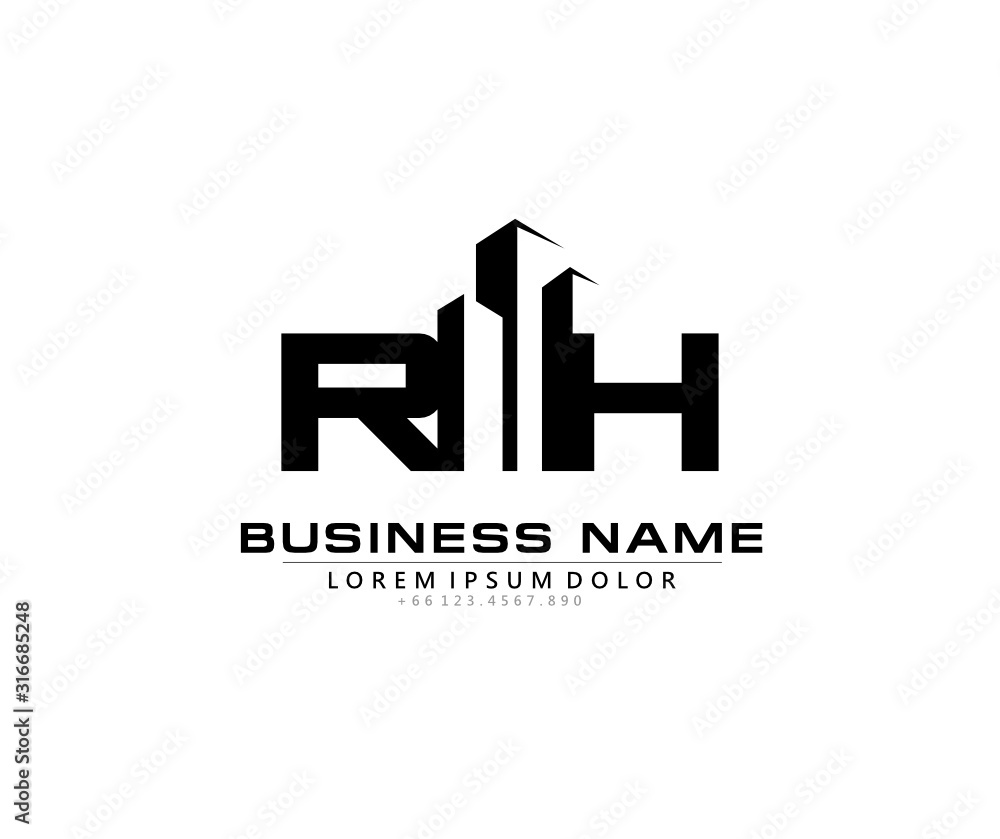 Fototapeta premium R H RH Initial building logo concept