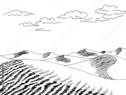 Desert graphic black white landscape sketch illustration vector