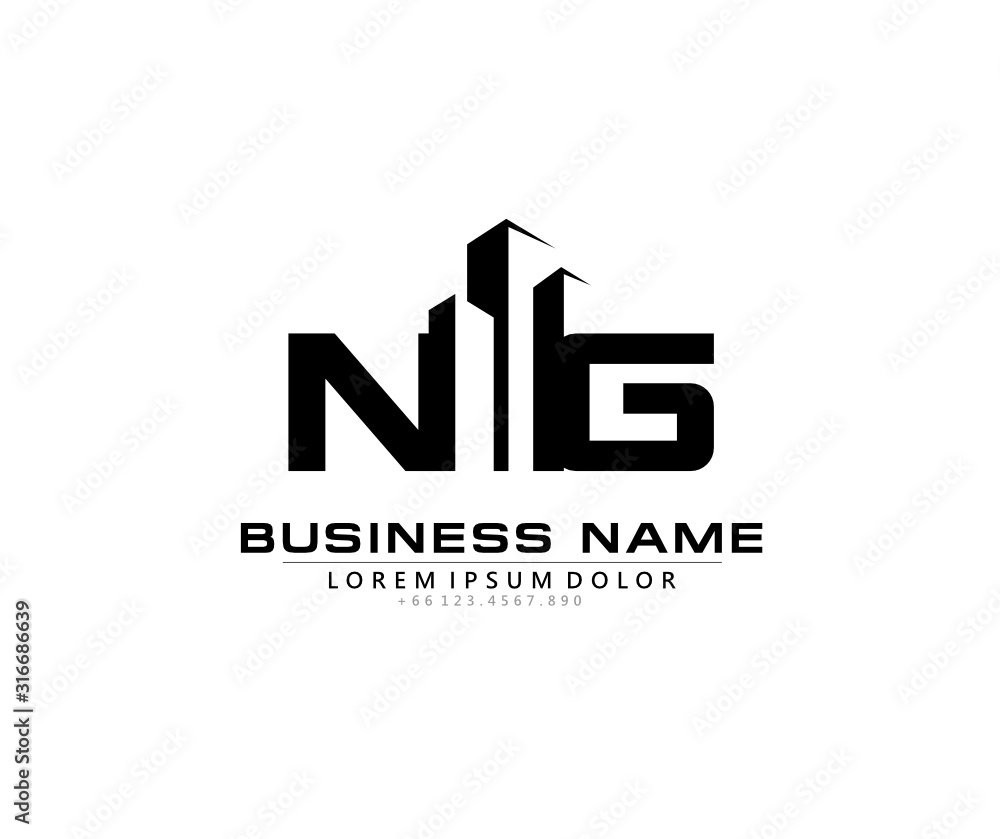 N G NG Initial building logo concept N G NG Initial building logo concept