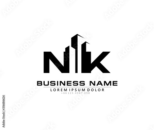 N K NK Initial building logo concept