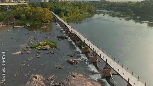 Wallpaper Mural Aerial: T. Tyler Potterfield Memorial Bridge crossing the James River. In the background is the Richmond City Skyline, Virginia, USA Torontodigital.ca