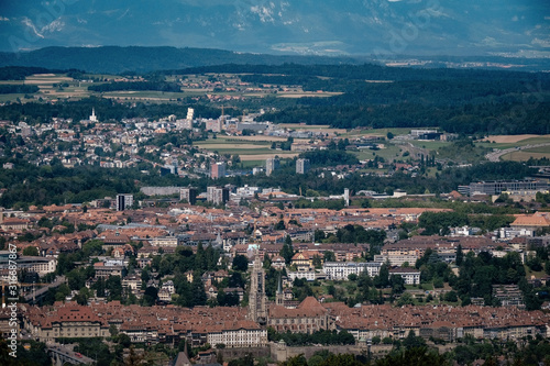 View of Bern, from the main viewing city in the mountains.