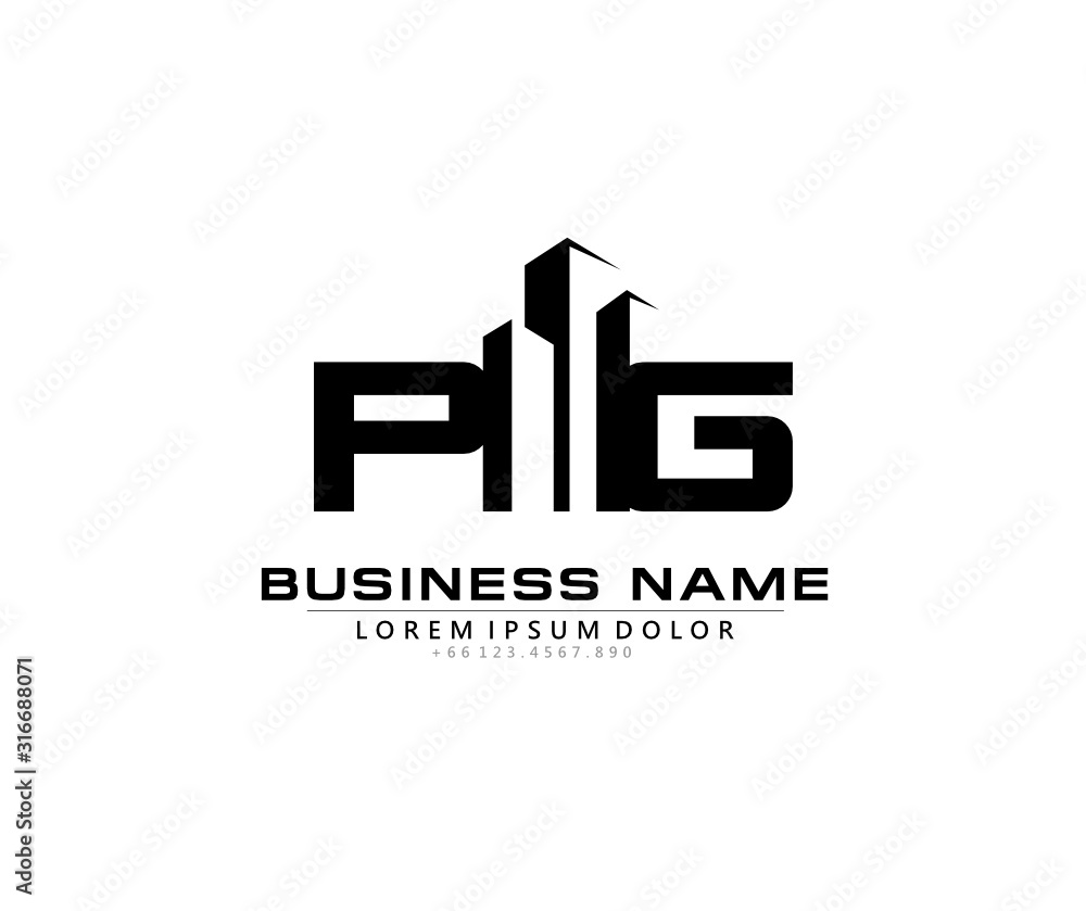 P G PG Initial building logo concept
