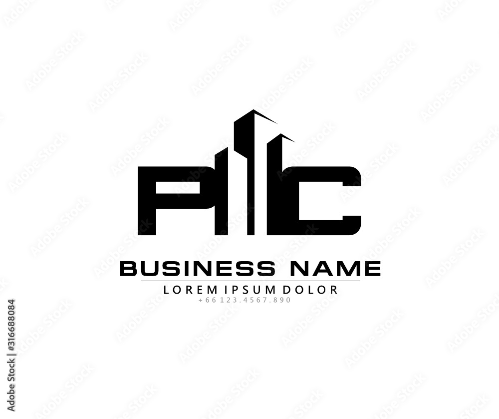 P C PC Initial building logo concept