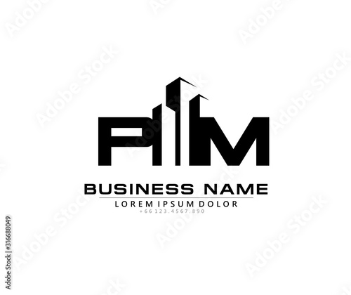 P M PM Initial building logo concept