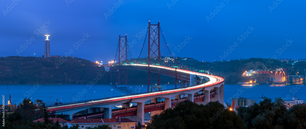 25 of April bridge in Lisbon at night