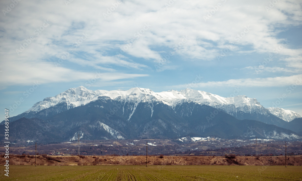 Bucegi Mountains seen from Zarnesti