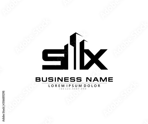 S X SX Initial building logo concept