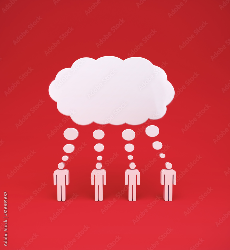 Mans with mindcloud on red background. Mans with mindcloud on red background.