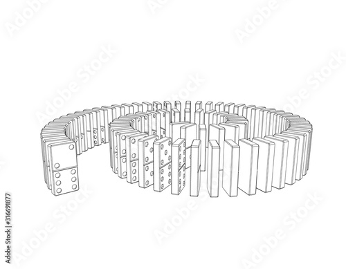 Spiral of dominoes. Isolate...