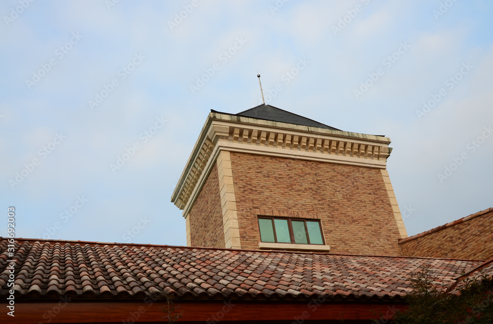 Brick attic above the roof