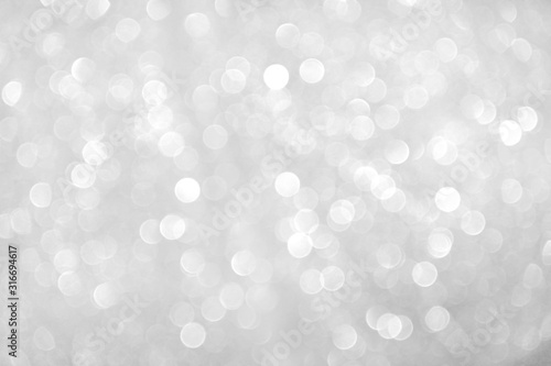 Gray sparkle bokeh glitter abstract on christmas light festival background